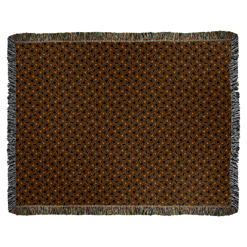 Couverture tissée hexagonale Katelyn Elizabeth, l 37 po x L 52 po, Orange / Noir