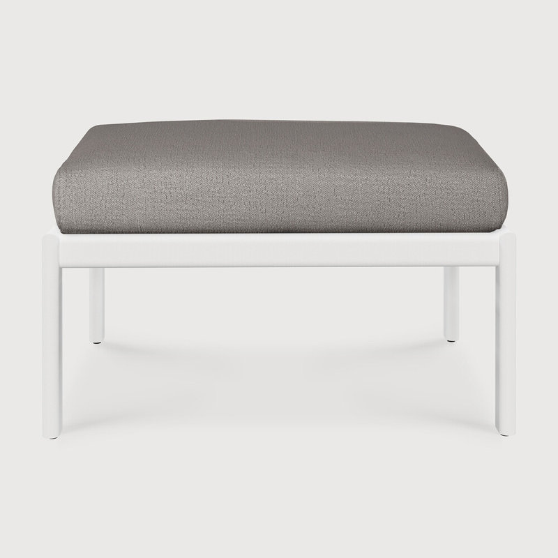 Jack Rectangle Outdoor Teak Ottoman Patio Ottoman, Mocha, White