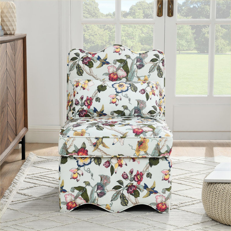 Chaise de salle à manger en flanelle rouge sans accoudoirs avec coussin lombaire assorti pour la salle à manger et le salon