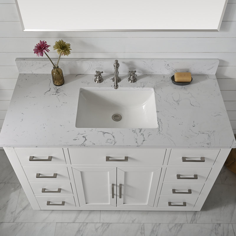 Ensemble de meuble-lavabo simple 48 po Ingalls, Blanc, Soft Carrara White