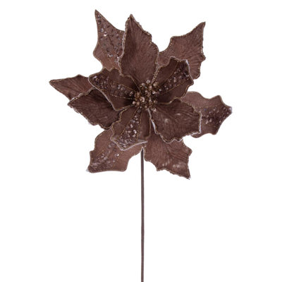 Vickerman 10" x 20" Baby Velvet Striped Poinsettia Stem. It includes three pieces per bag.