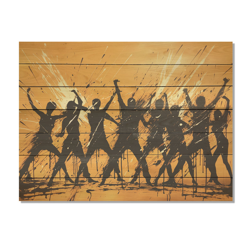 African Zulu Dance I - Tribal africain sur bois, H 24 po x l 32 po