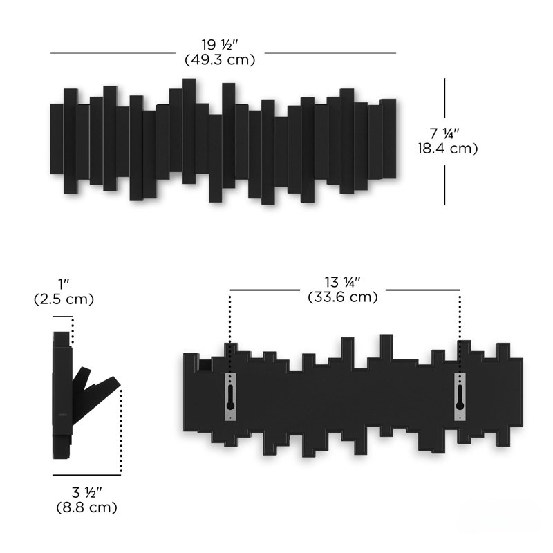Portemanteaux mural Sticks avec 5 patères rétractables