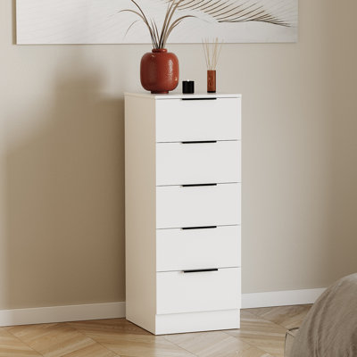 Tanishi 5 Drawer Narrow Chest Of Drawers Modern Storage Solution For Bedroom Nursery Home Office Living Room