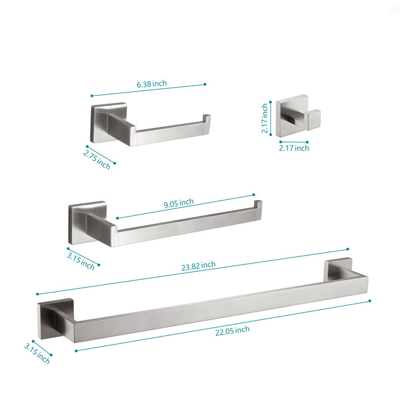 4 - Piece Bathroom Hardware Set, Brushed Nickel