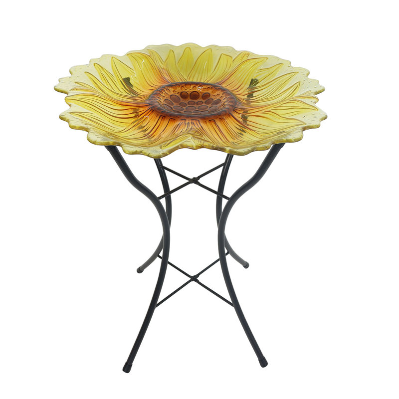 Sunflower Glass Birdbath