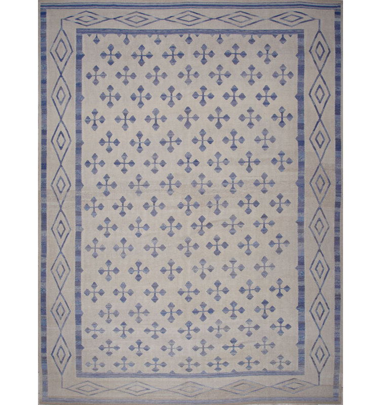 Geometric Area Rug in Blue/Beige