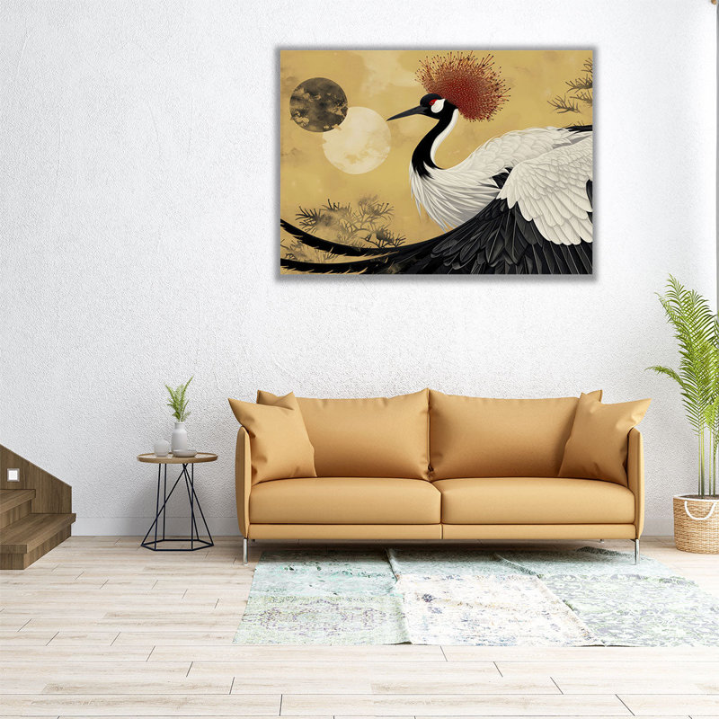 «Japanese Crowned Crane», reproduction d'art sur toile, H 18 po x l 24 po