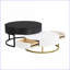 Ensemble de tables basses gigognes modernes à plateau relevable avec tiroirs de rangement, blanc et noir