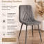 Modern Dark Grey 2 Velvet Dining Chairs Set Diamond Ribbed Kitchen Dining Chairs