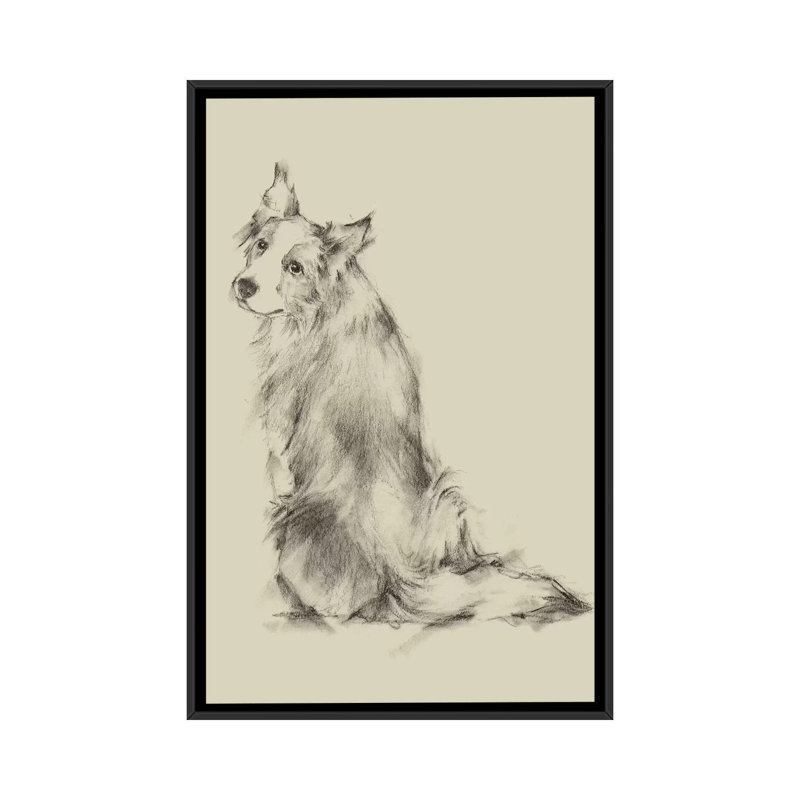 « chiot dog eyes vi », reproduction sur toile tendue Ethan Harper, Toile avec cadre noir, Pas de tapis