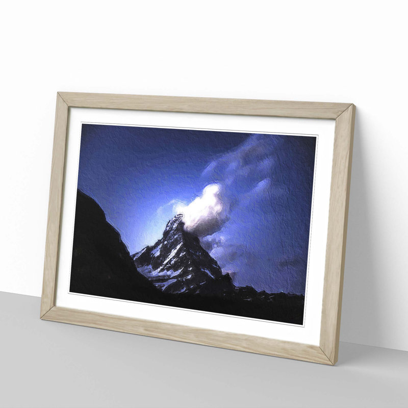 Matterhorn Mountain in Switzerland - Picture Frame Painting Print, 36cm H x 48cm W x 2cm D, Oak Framed