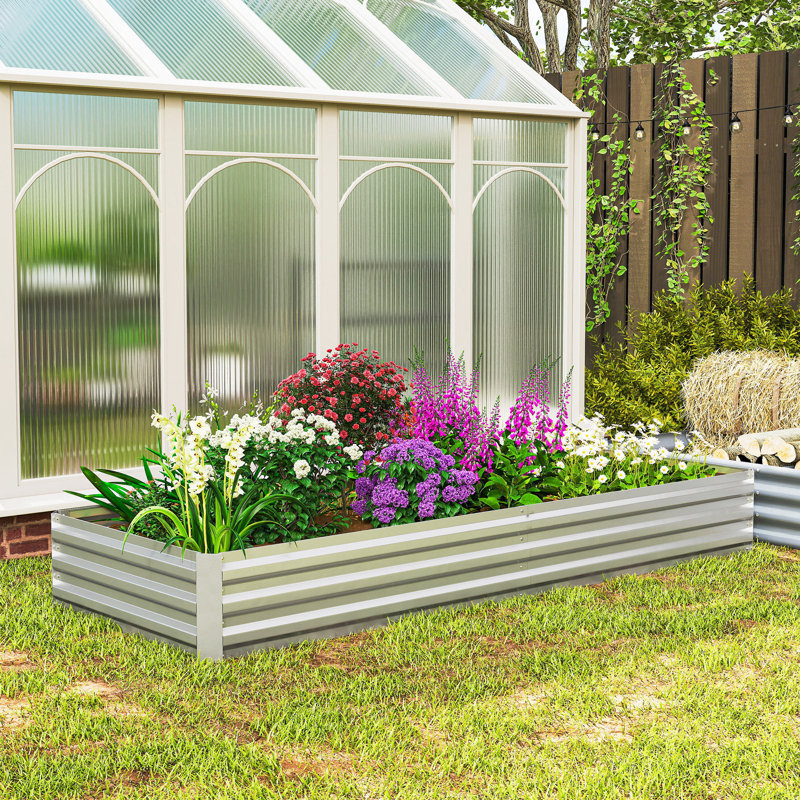 Spacieuses jardinières en acier de 95 po x 35,75 po x 11,75 po pour l'extérieur moderne