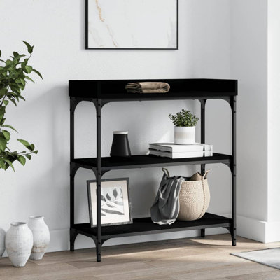 Console en bois d'ingénierie noir 29,5 po x 11,8 po x 31,5 po