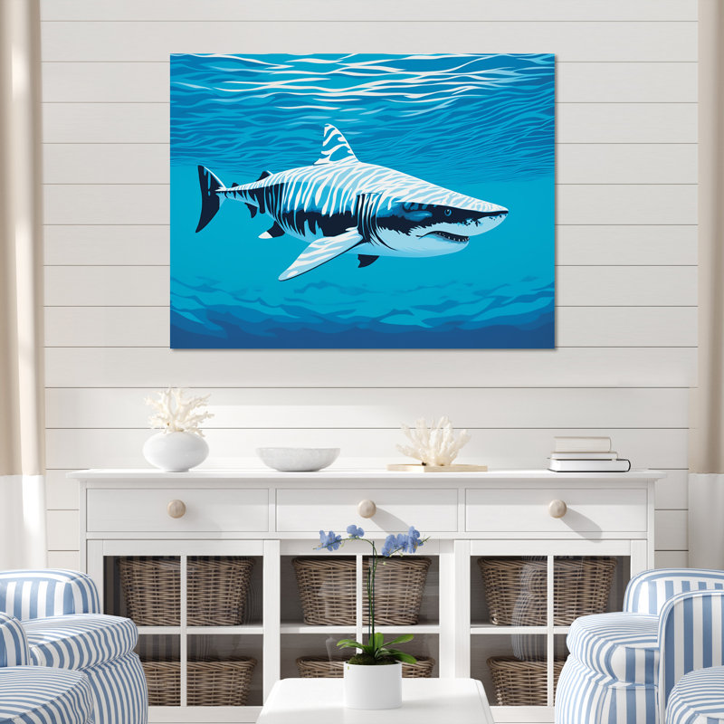 " Tiger Shark Territory ", 34" H x 44" W x 1.5" D, Wrapped Canvas