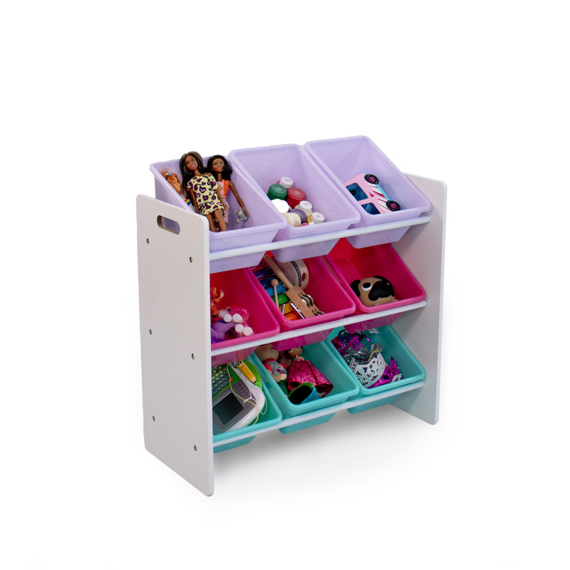 Organisateur de jouets pour enfants Nael, Blanc / rose / mauve / turquoise