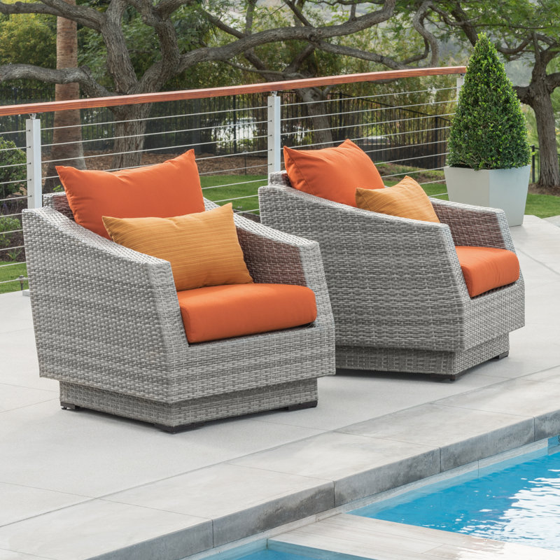 Fionnula Patio Chair With Sunbrella Cushion Covers, Spectrum Cayenne Sunbrella® Plainweave