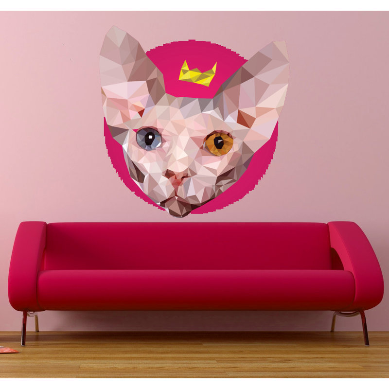 Décalcomanie murale polygonal Sphinx chat, H 46 po x l 46 po