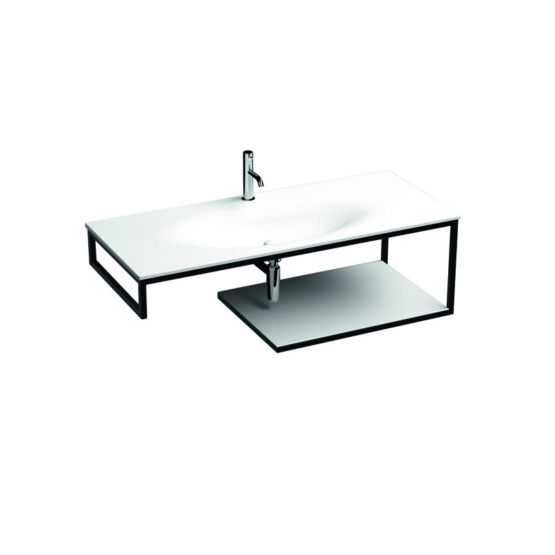 Meuble-lavabo mural simple l 48 po x P 20,5 po x H 15,4 po Louise, Blanc lustré, Blanc lustré
