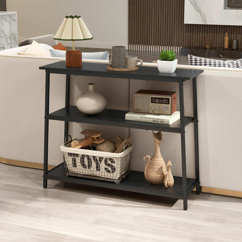 Console Livofloral, table basse à 3 niveaux, canapé, table d'entrée de 39,4 po, Noir