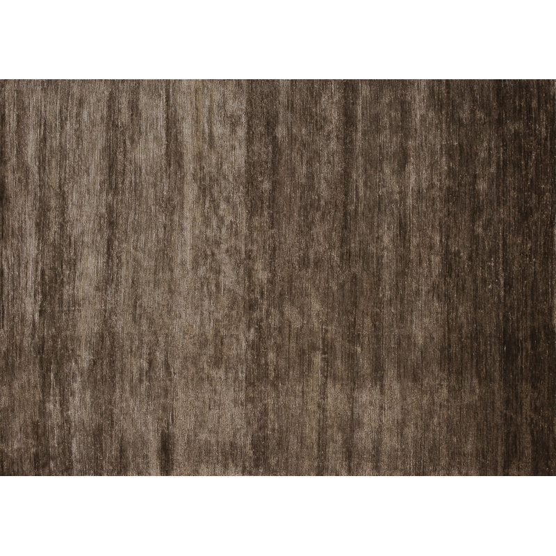 Tapis décoratif en viscose noué à la main brun, Rectangle 5 pi 6 po x 8 pi 6 po