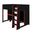 Lit mezzanine simple avec bureau et garde-robe, lit mezzanine simple en bois avec tiroir de rangement et lumière DEL