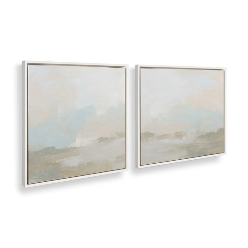 Dawn's Soft Light - ensemble de 2, H 17 po x l 34 po, Cadre flottant blanc opaque