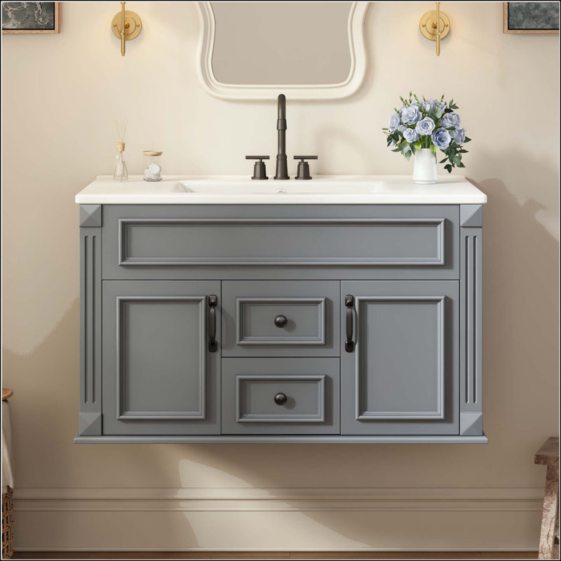 Meuble-lavabo mural de style français 36 po