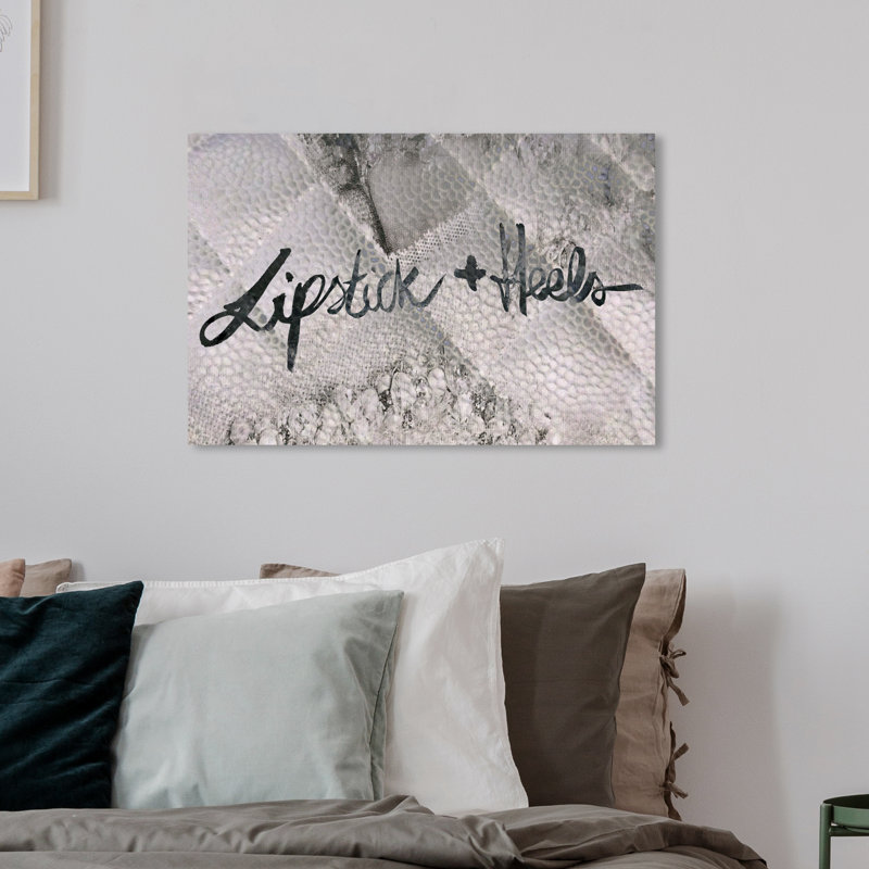 « rouge à lèvres », art textuel sur toile, H 16 po x l 24 po x P 1,5 po