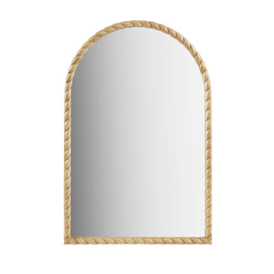 Elegant Arched Wall Mirror with Braided Rubberwood Frame, High-Quality Glass, and MDF Backing for Durability and Style