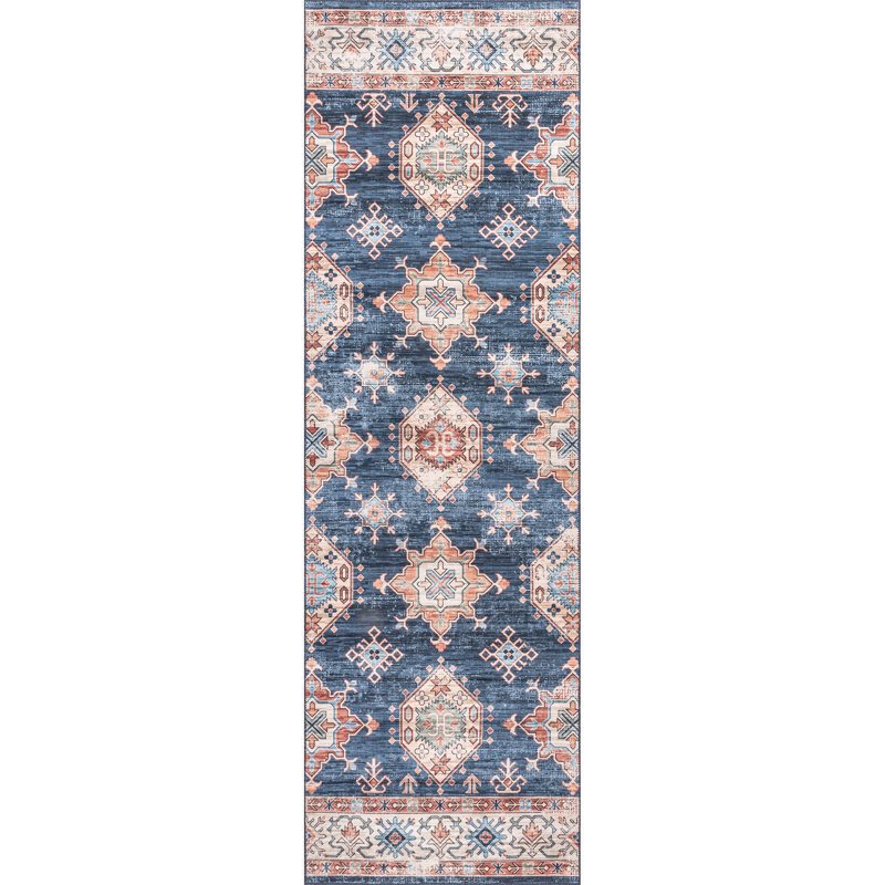 Finley SpinClean Machine Washable Vintage Distressed Area Rug, Runner 2' 6" x 8'