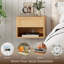 Ensemble de 2 tables de chevet cannelées, murales avec tiroir et tablette ouverte, tables de chevet modernes pour petits espaces. (Naturel)-1549915528