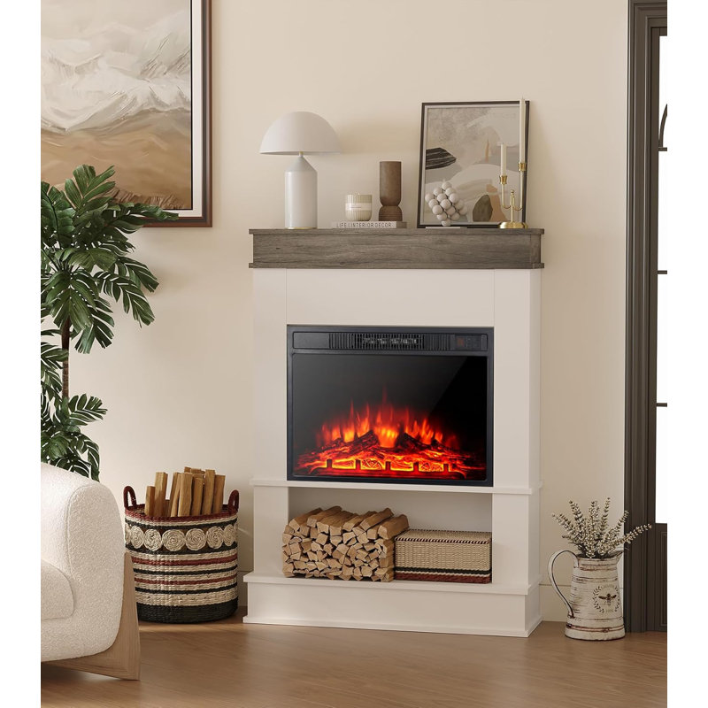 17 Stories 80.5cm W White Electric Fireplace with 5000 BTU