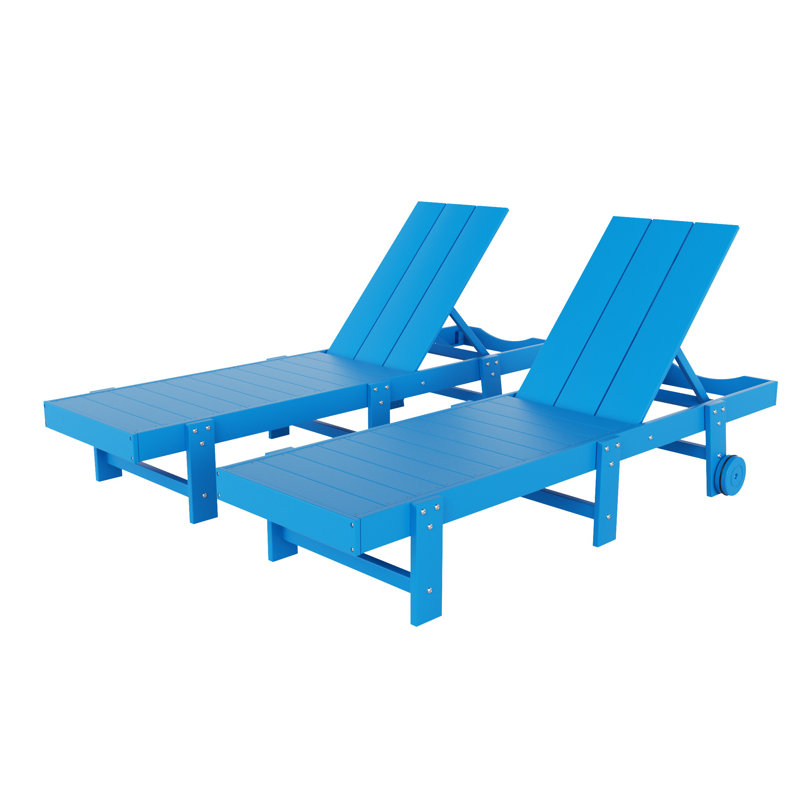 Ensemble de chaises longues inclinables en polyuréthane Joubert, Bleu pacifique