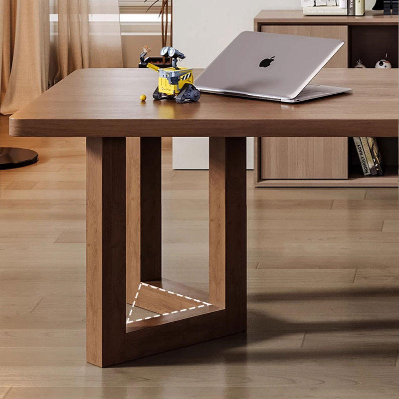 Bureau rectangulaire en bois massif brun noisette, H 29,53 po x l 70,87 po x P 31,5 po