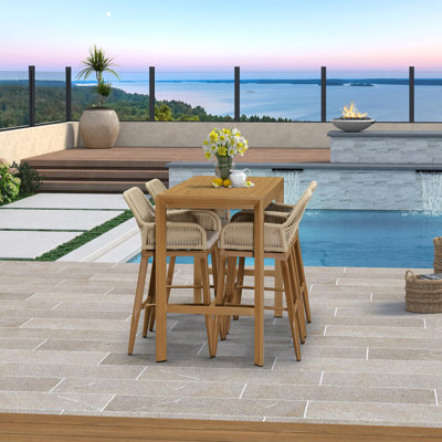  Bar Height Table Rectangular Patio Dining Coffee Kitchen Breakfast Bistro Outdoor Pub Bar Table For Garden Balcony