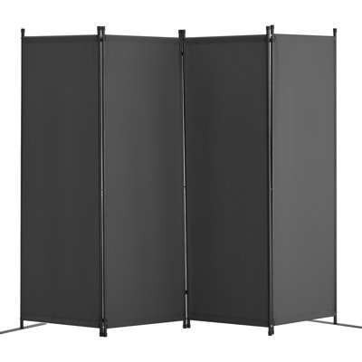 Paravent de chambre autoportant de 8867,5 pouces, cloison en tissu à 4 panneaux, écran d'intimité gris, imperméable, occultant, avec cadre et bases en métal, facile à plier et à assembler, pour salle à manger autoportant.