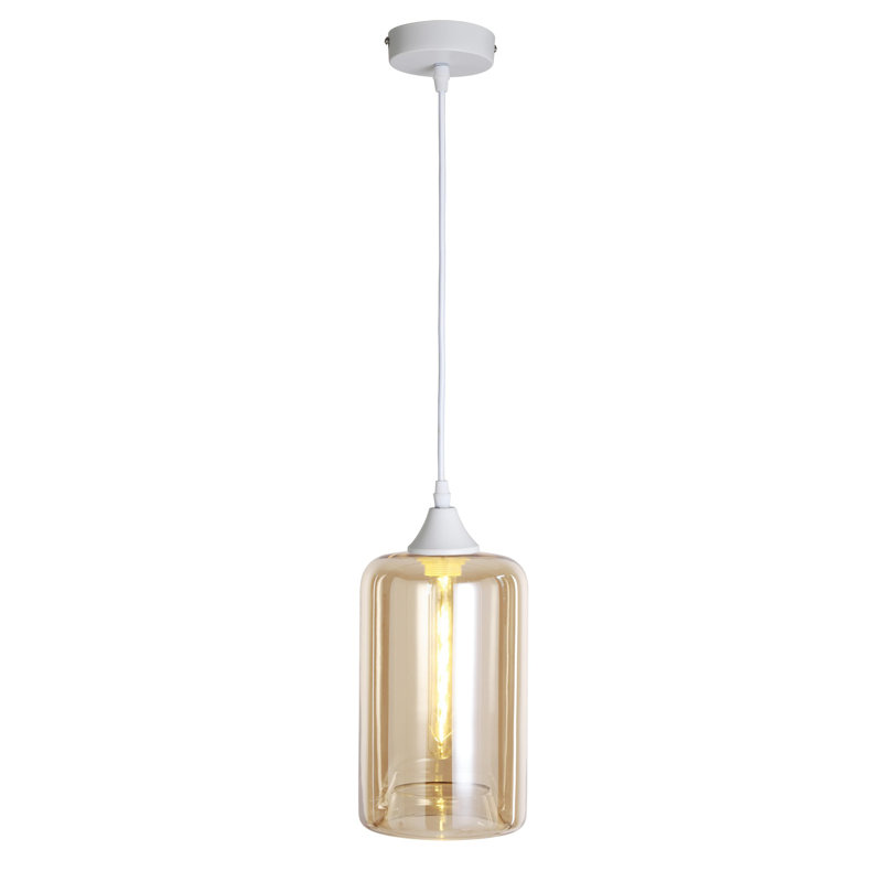 Aevyn 1 - Light Cylinder Pendant, White, Amber