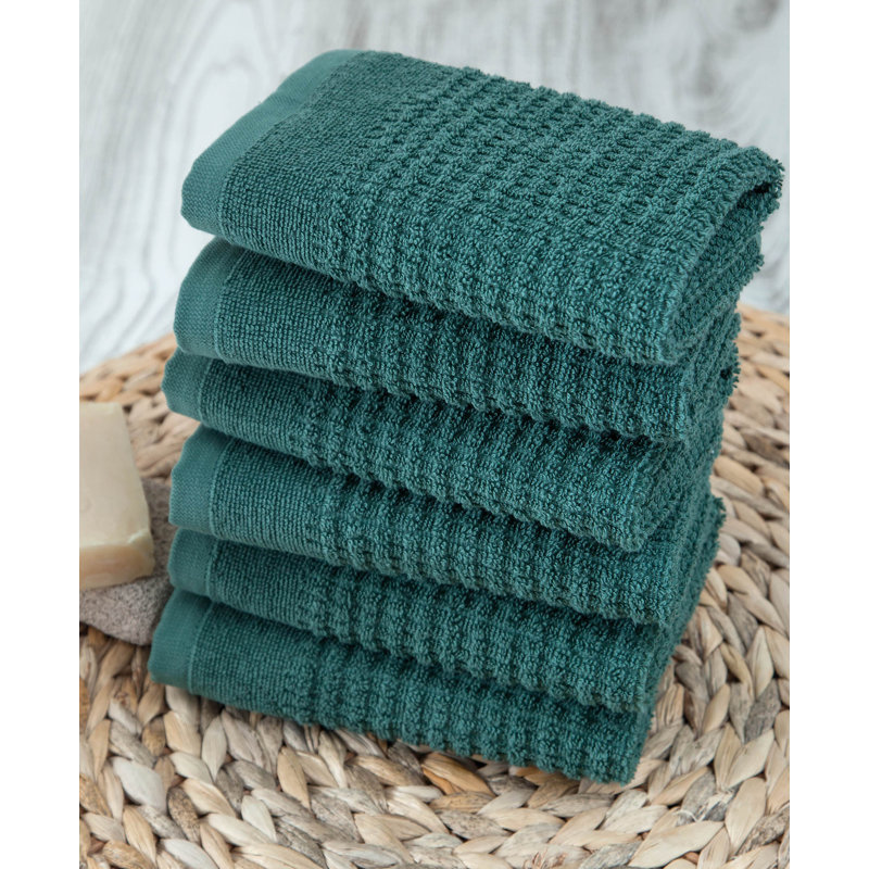 Earline Midweight Waffle Washcloth, Green