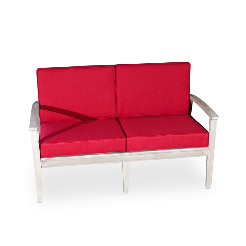 Causeuse avec coussins, Rouge, Argent argent