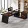 L-Shaped Executive Office Desk with Drawers and File Cabinet