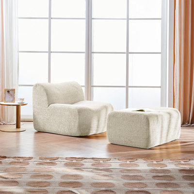 Canapé à compression simple en mousse ultra-confortable et peu encombrant avec repose-pieds et coussin - un fauteuil moderne et minimaliste pour les salons ou les chambres