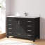 Ensemble de meuble-lavabo simple 48 po Aura avec plateau et dosseret en granit blanc à surface solide Aura-2014650744-2014650740