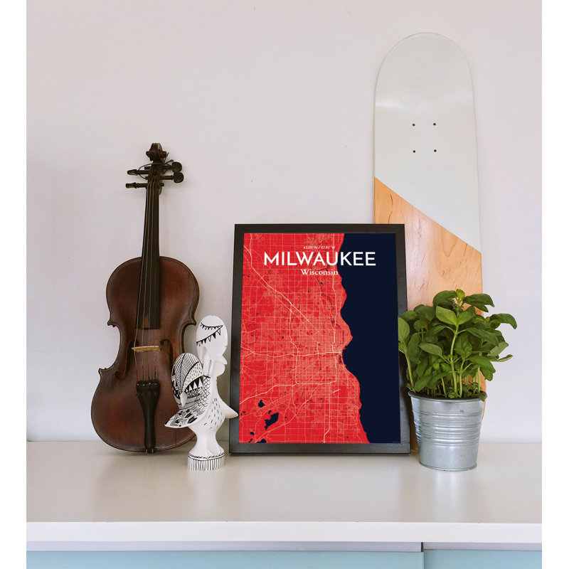 Milwaukee City Map - No Frame Print, 91.4cm H x 61cm W x 0.13cm D