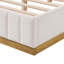Structure de grand lit avec tête de lit tapissier épaisse en lin, base en bois massif et finition beige élégante-1897986436