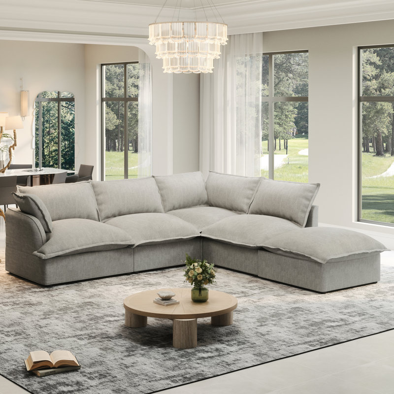 Canapé rembourré, Canapé modulaire Cloud, Mélange de lin gris