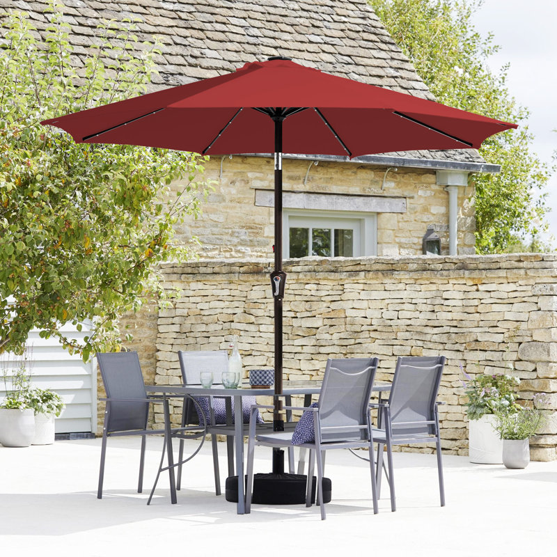 Parasol de marché avec manivelle Beka, H 94,5 po x l 120 po x P 120 po, Rouge