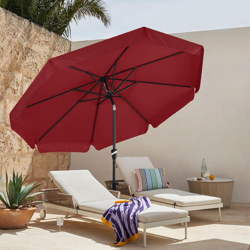 Cania Tilt Market Parasol, Burgundy, 240cm H x 270cm W x 270cm D