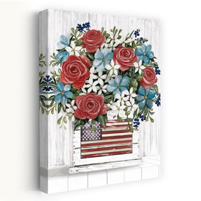 Patriotic Blooms, art contemporain abstrait rustique