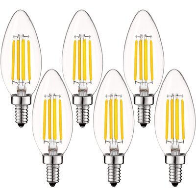 5 Watt (40 Watt Equivalent), B11 LED, Dimmable Light Bulb, E12/Candelabra Base -  Luxrite, LR21596-6PK